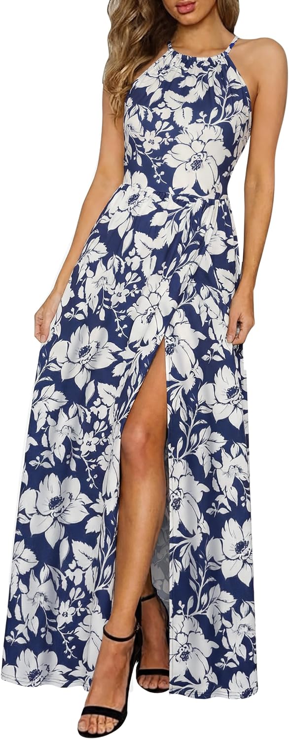 KILIG Women's Summer Floral Beach Flowy Split Maxi Long Dresses