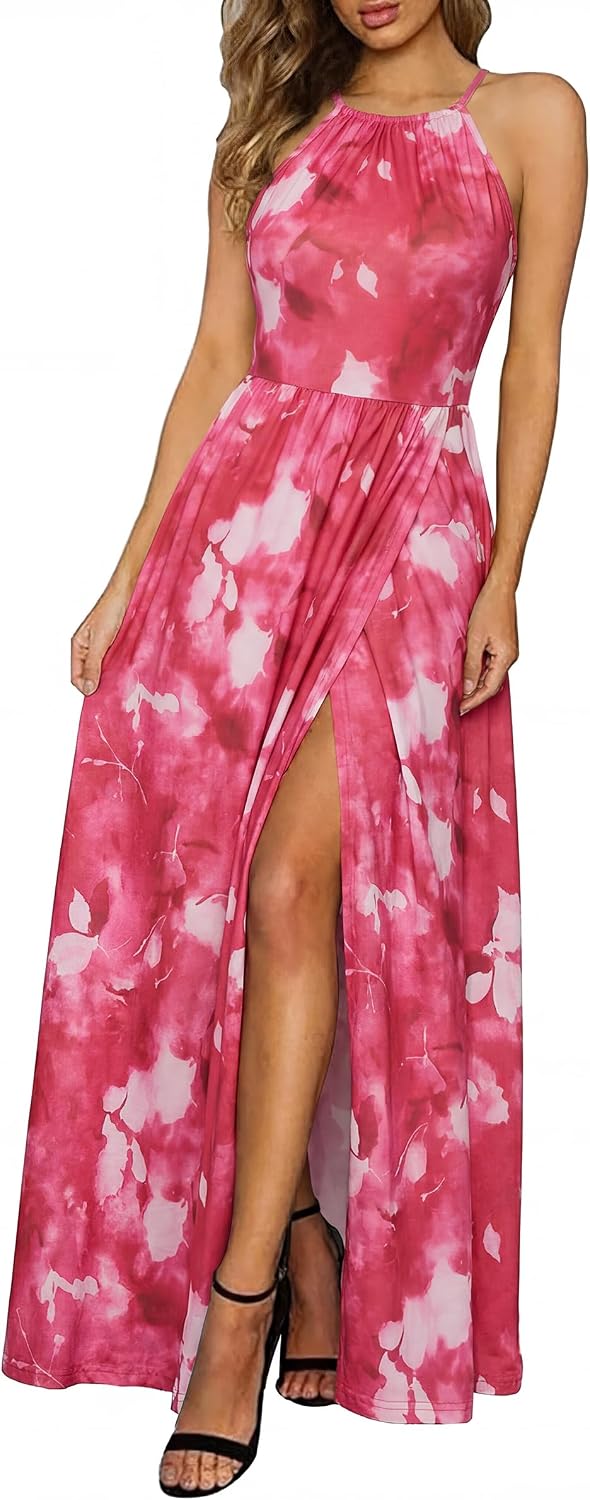 KILIG Women's Summer Floral Beach Flowy Split Maxi Long Dresses