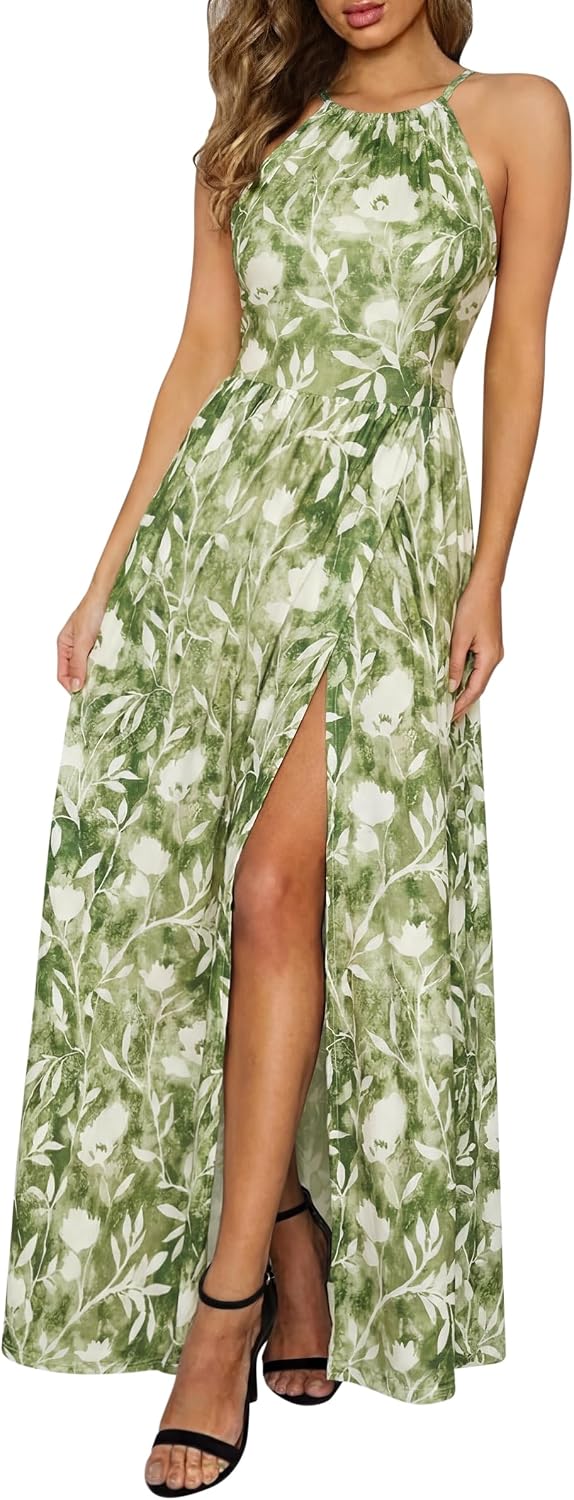 KILIG Women's Summer Floral Beach Flowy Split Maxi Long Dresses