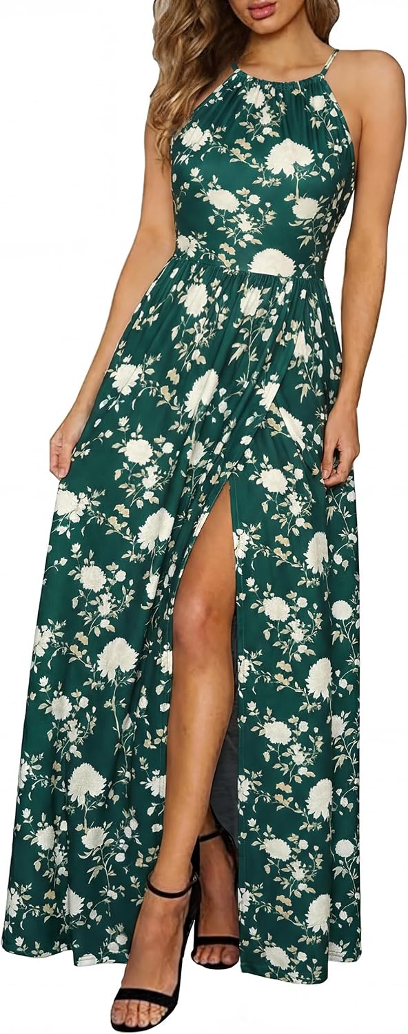 KILIG Women's Summer Floral Beach Flowy Split Maxi Long Dresses
