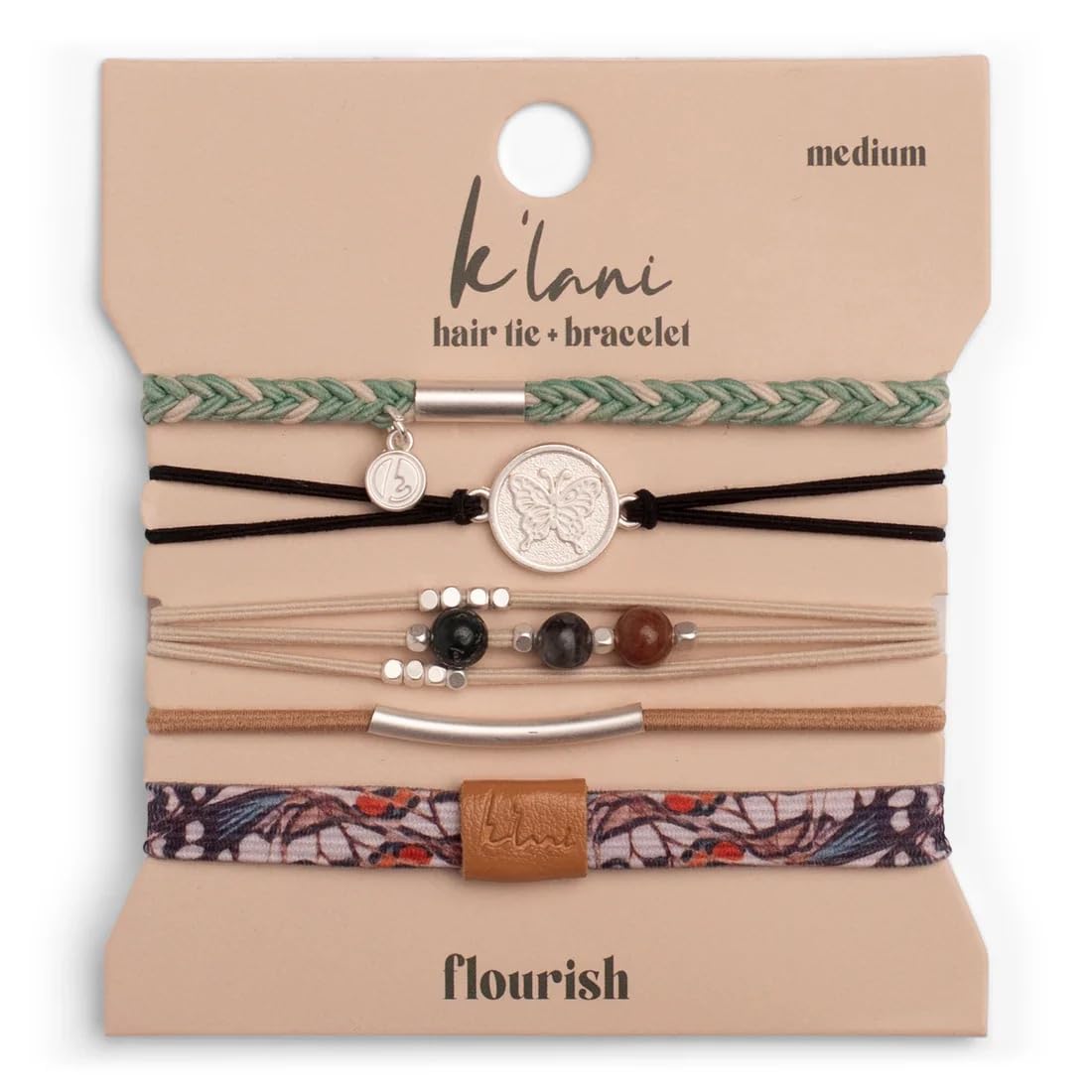 K'lani Inspire Hair Tie Bracelets - Elastic Ponytail Holder - Medium