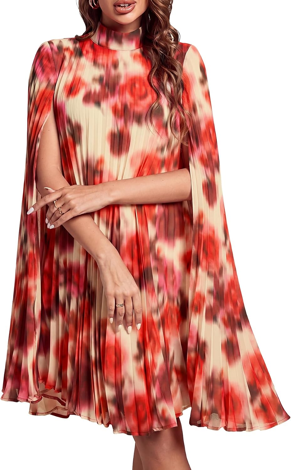 Women's Cloak Sleeve Party Midi Dress