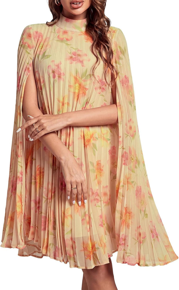 Women's Cloak Sleeve Party Midi Dress