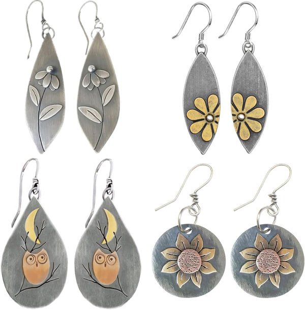 Antiqued Spiral Hollow-Out Boho Hoop Earrings