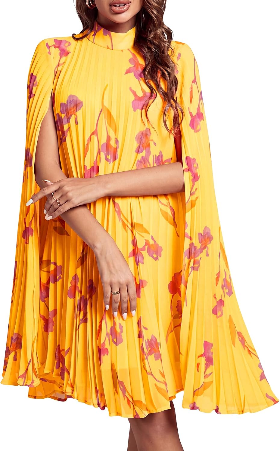 Women's Cloak Sleeve Party Midi Dress