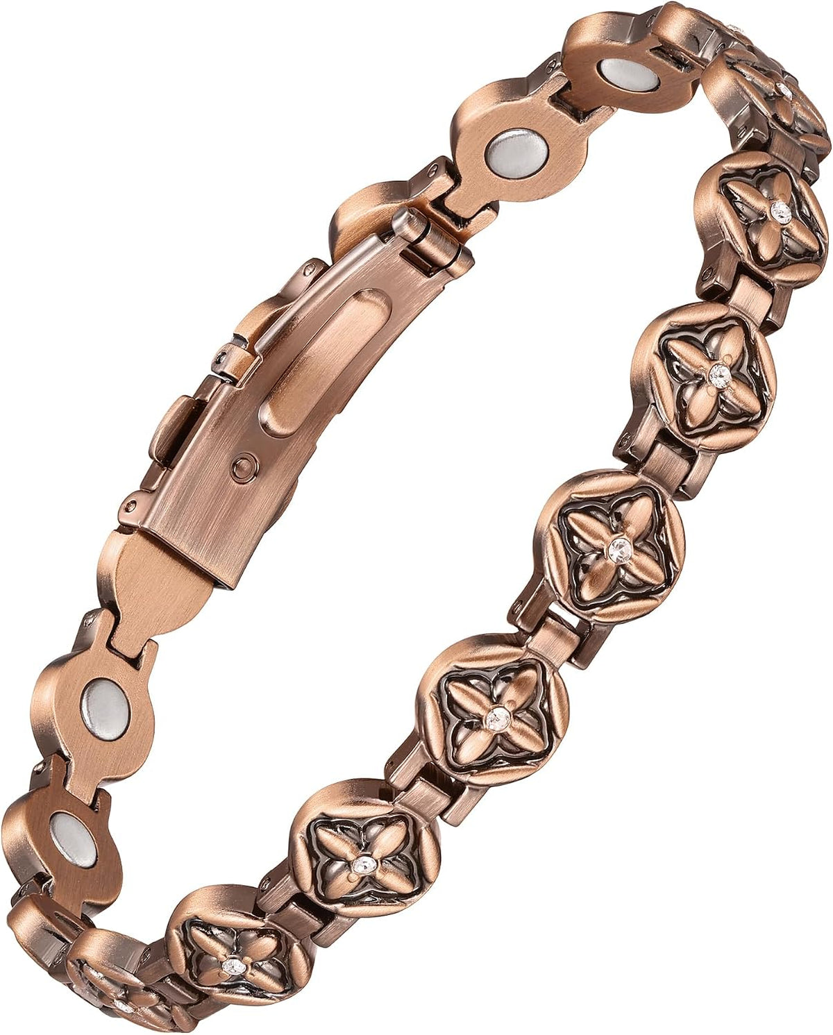 Pure Copper Bracelets for Women,Ultra Magnetic Bracelets for Women with 3500 Gauss Magnets,Crystal Valentine's Day Jewelry Gift, Sizing Tool