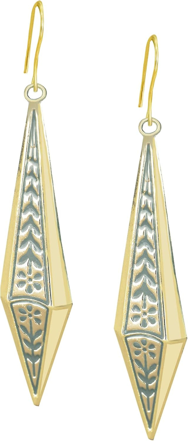 Gray Teardrop Flower Boho Dangle Earrings