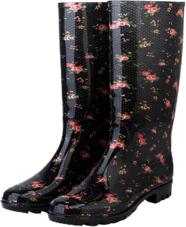 Tall Rain Boots For Women, Knee High Waterproof Slip On