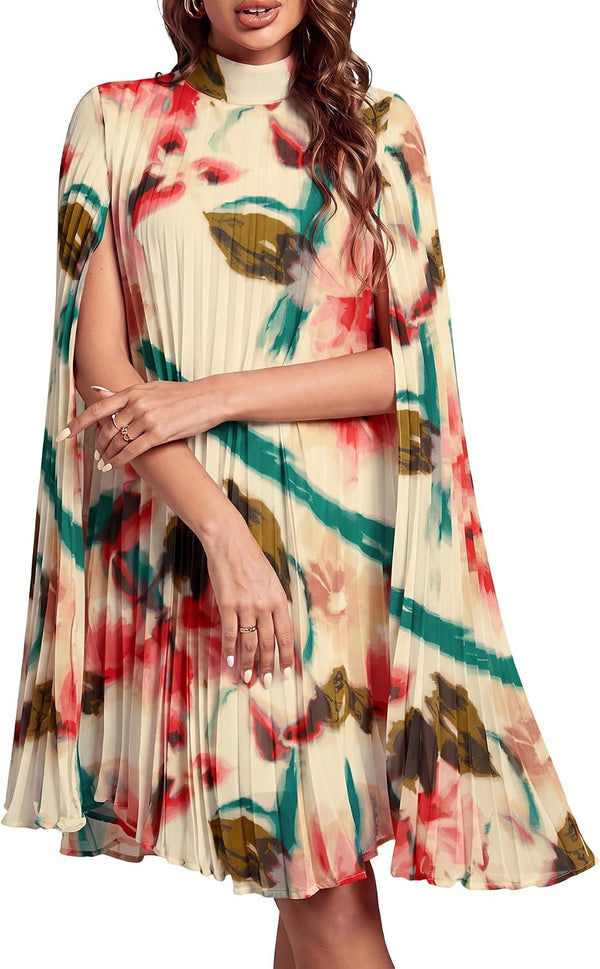 Women's Cloak Sleeve Party Midi Dress
