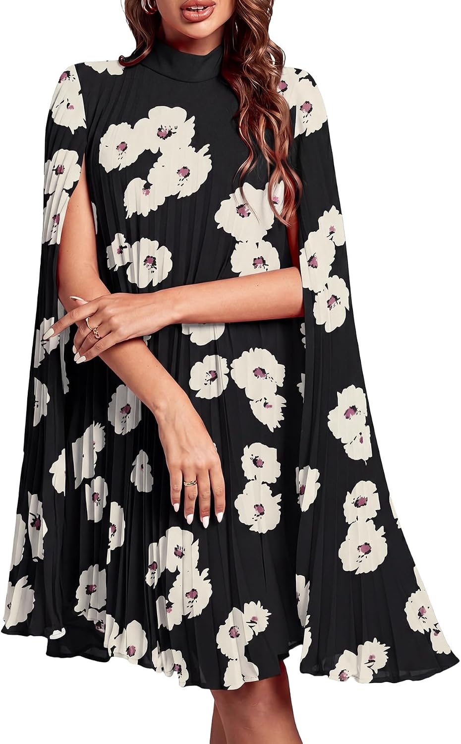 Women's Cloak Sleeve Party Midi Dress