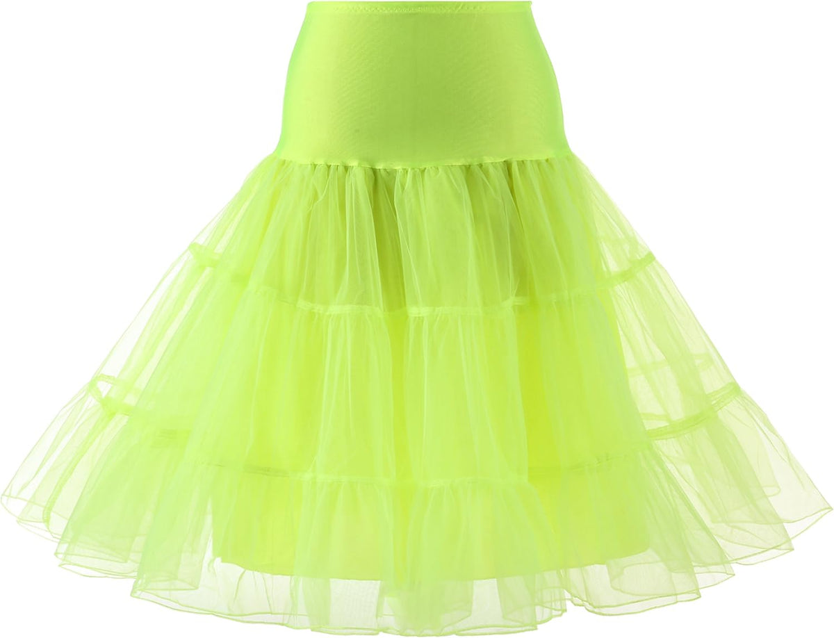 WOWBRIDAL Women's Vintage 50s Rockabilly Petticoat 25.59" Length Tutu Underskirt