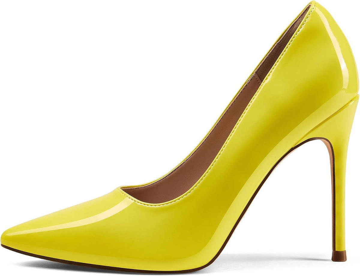 GENSHUO Women's Closed Toe Stiletto High Heels Dress 4 Inch Heeled Pointed Toe Party Homecoming Wedding Pump Shoes