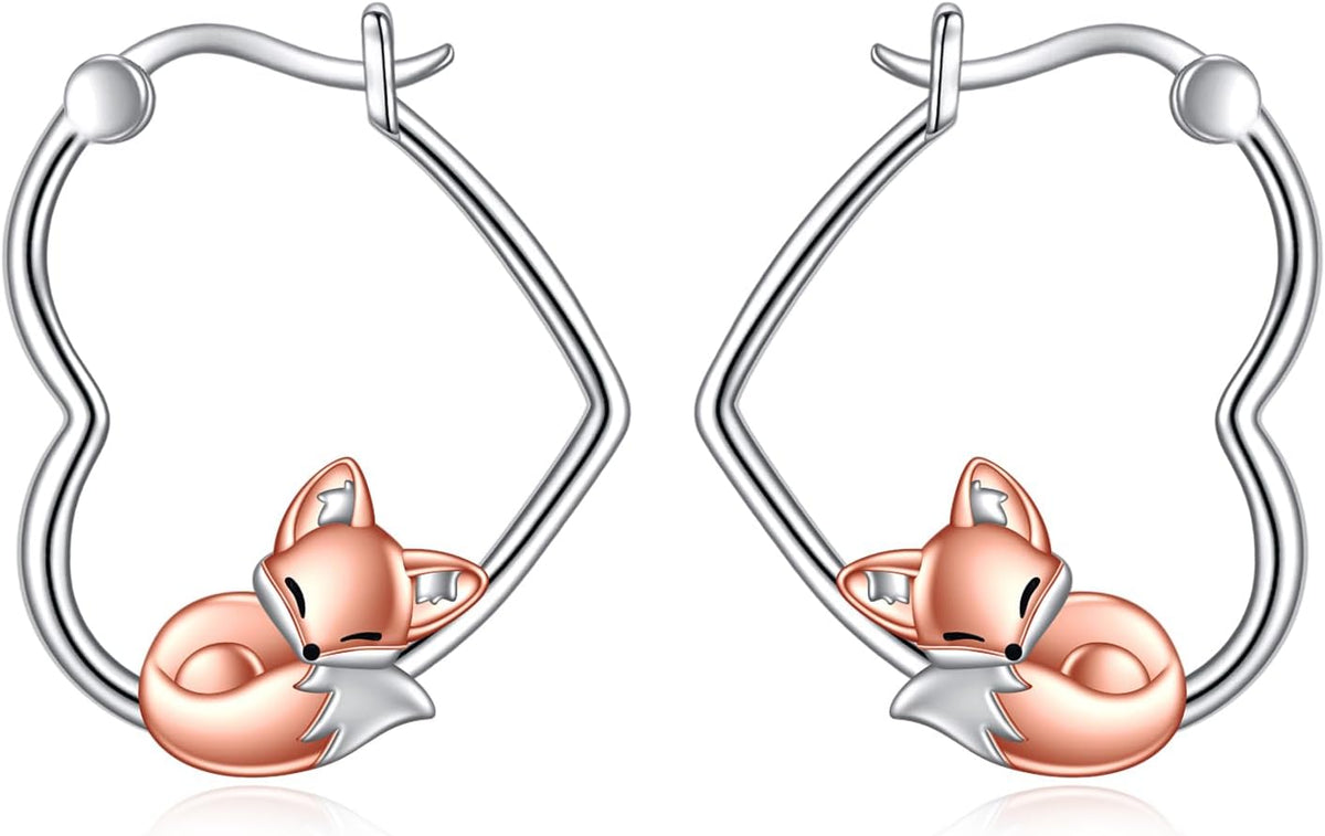YFN Animal Earrings Sterling Silver Animal Heart Hoop Dangle Earrings Cute Jewelry Gifts for Women