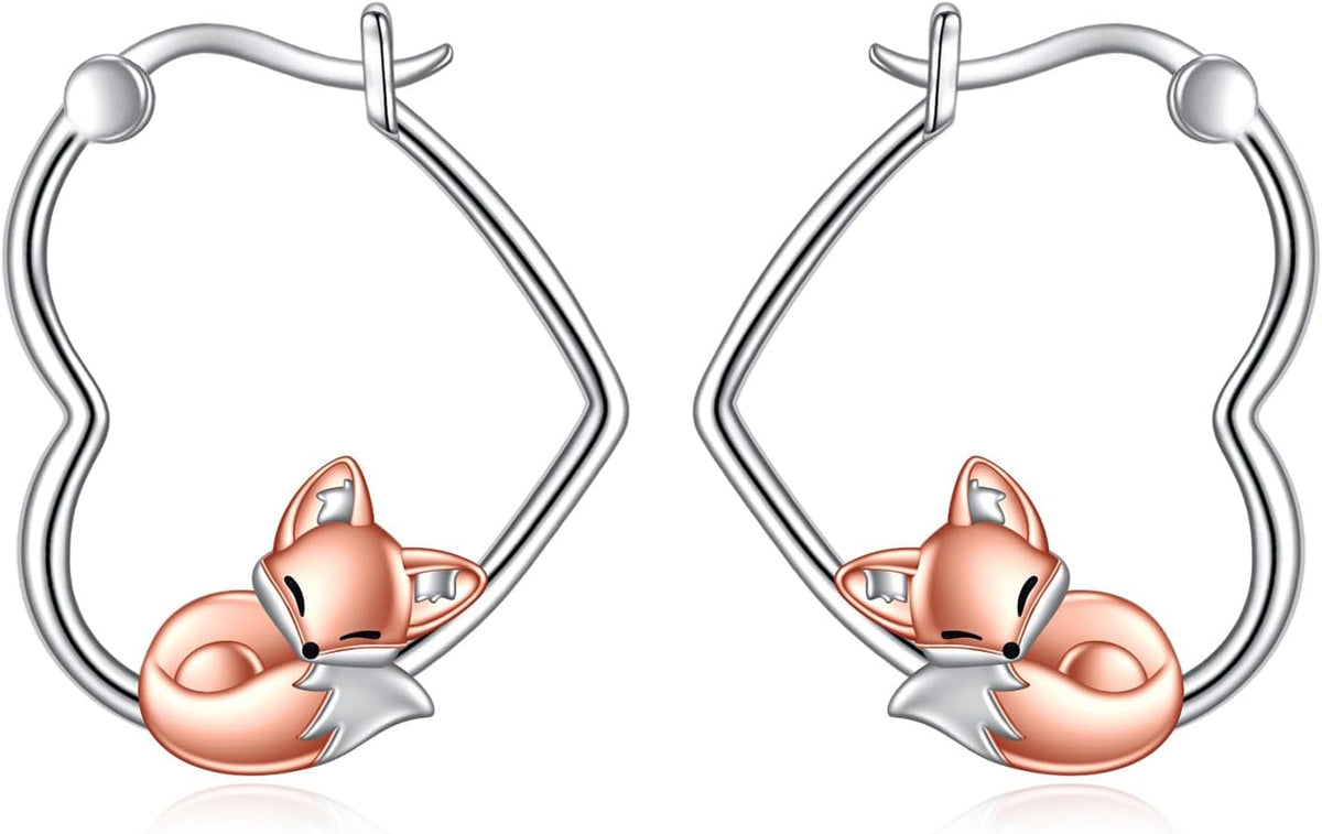 YFN Animal Earrings Sterling Silver Animal Heart Hoop Dangle Earrings Cute Jewelry Gifts for Women