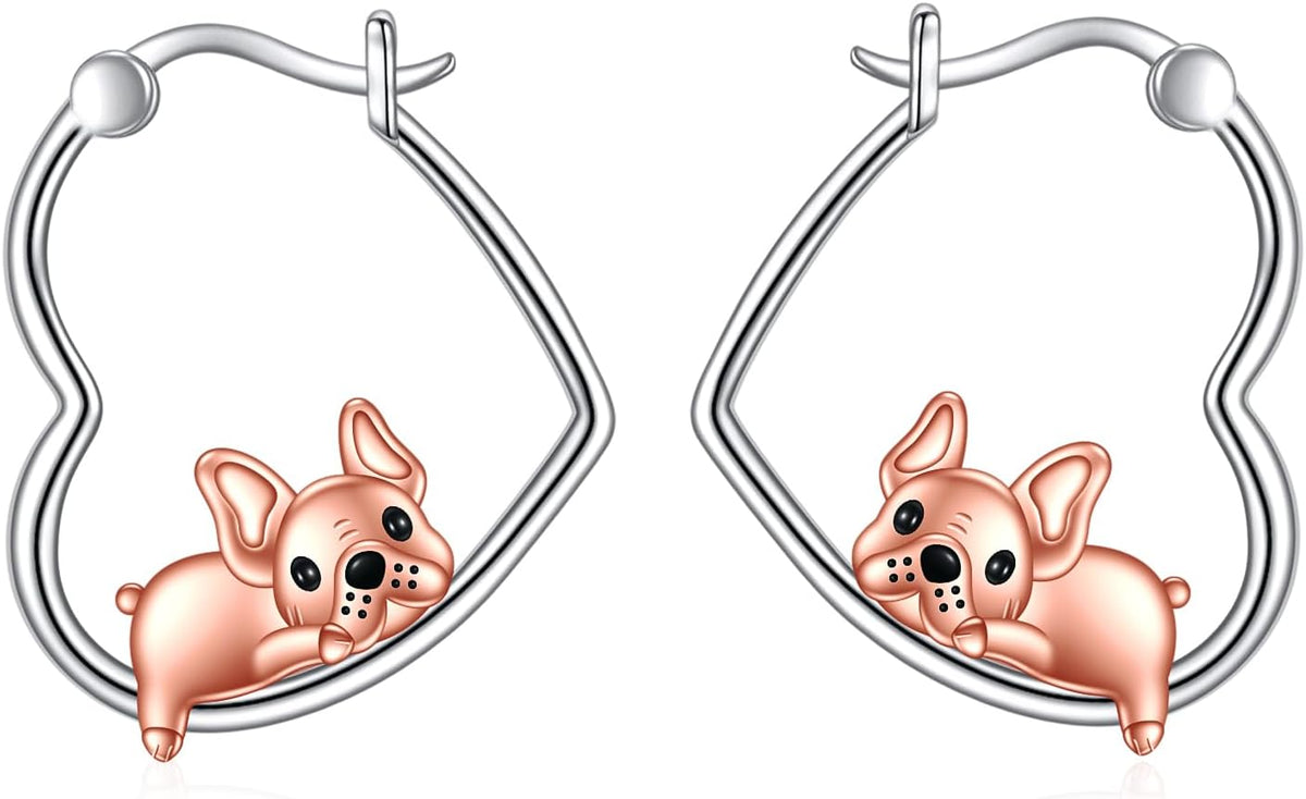 YFN Animal Earrings Sterling Silver Animal Heart Hoop Dangle Earrings Cute Jewelry Gifts for Women