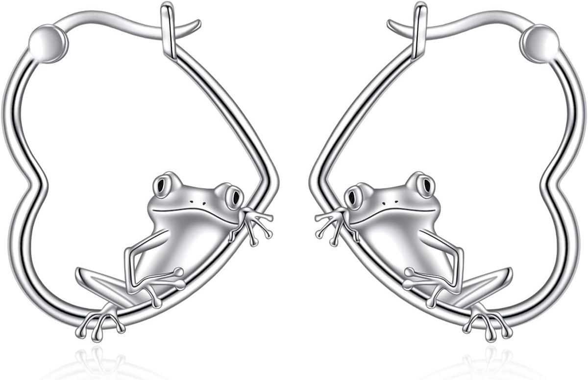 YFN Animal Earrings Sterling Silver Animal Heart Hoop Dangle Earrings Cute Jewelry Gifts for Women