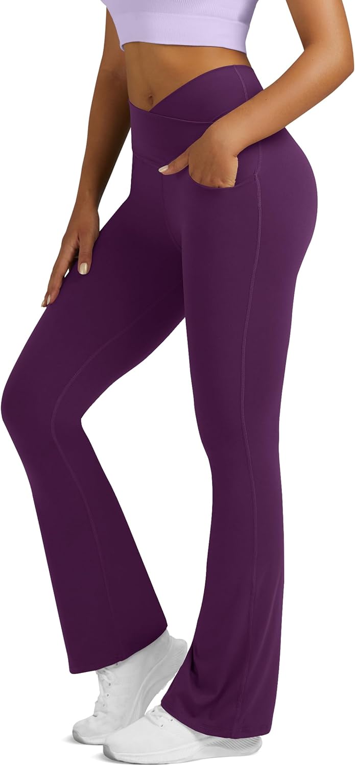 Flare Leggings For Women Yoga Pants With Pockets High Waisted
