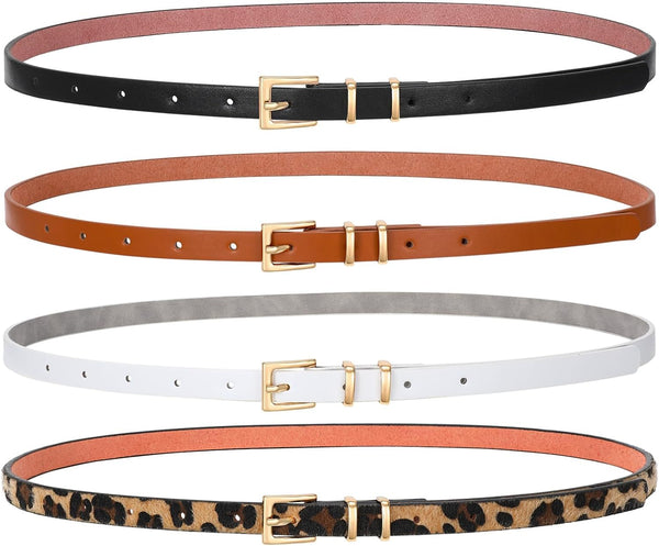 4 Pack Women Belt With Gold Alloy Buckle