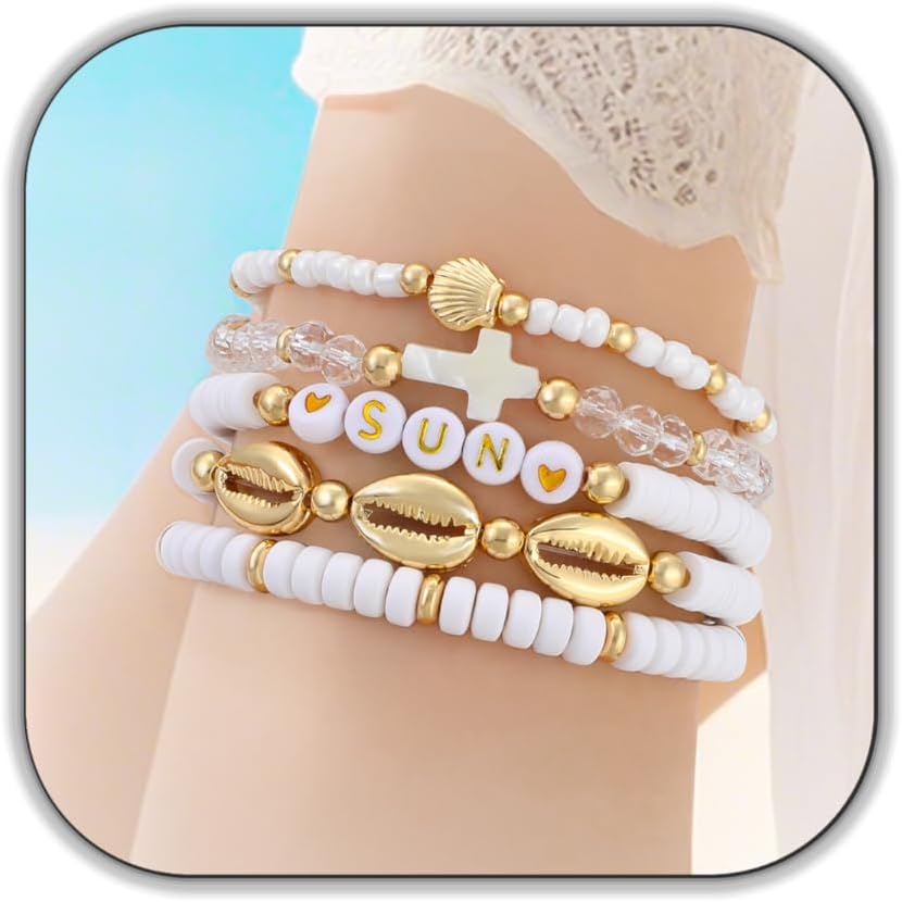 Boho Beaded Stretch Bracelets For Women Stackable Handmade Jewelry