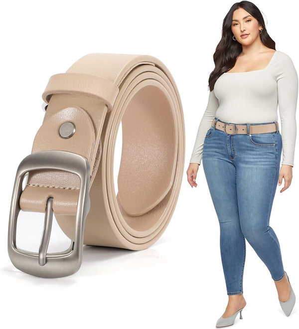 Plus Size Women Leather Belt Black Casual Waist Belt For