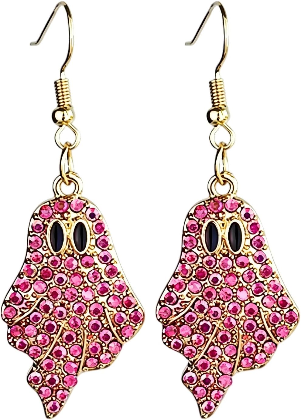 Halloween Pumpkin Ghost Earrings Sparkly Rhinestone Dangle Earring for Women