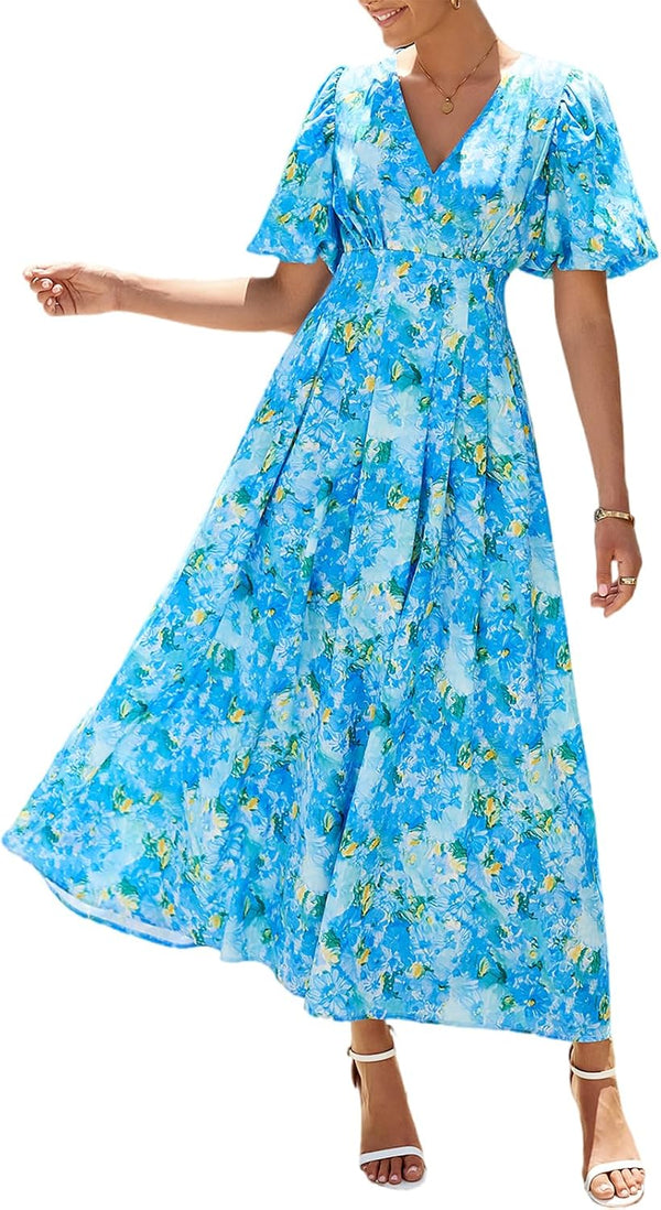 Women's Summer Floral Maxi Dress Spring Wedding Guest Dress 2026