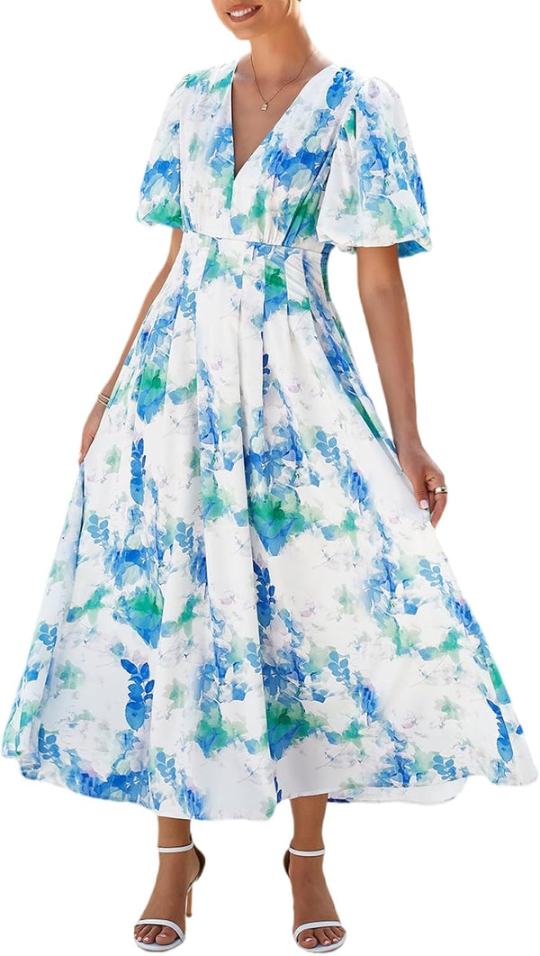Women's Summer Floral Maxi Dress Spring Wedding Guest Dress 2026