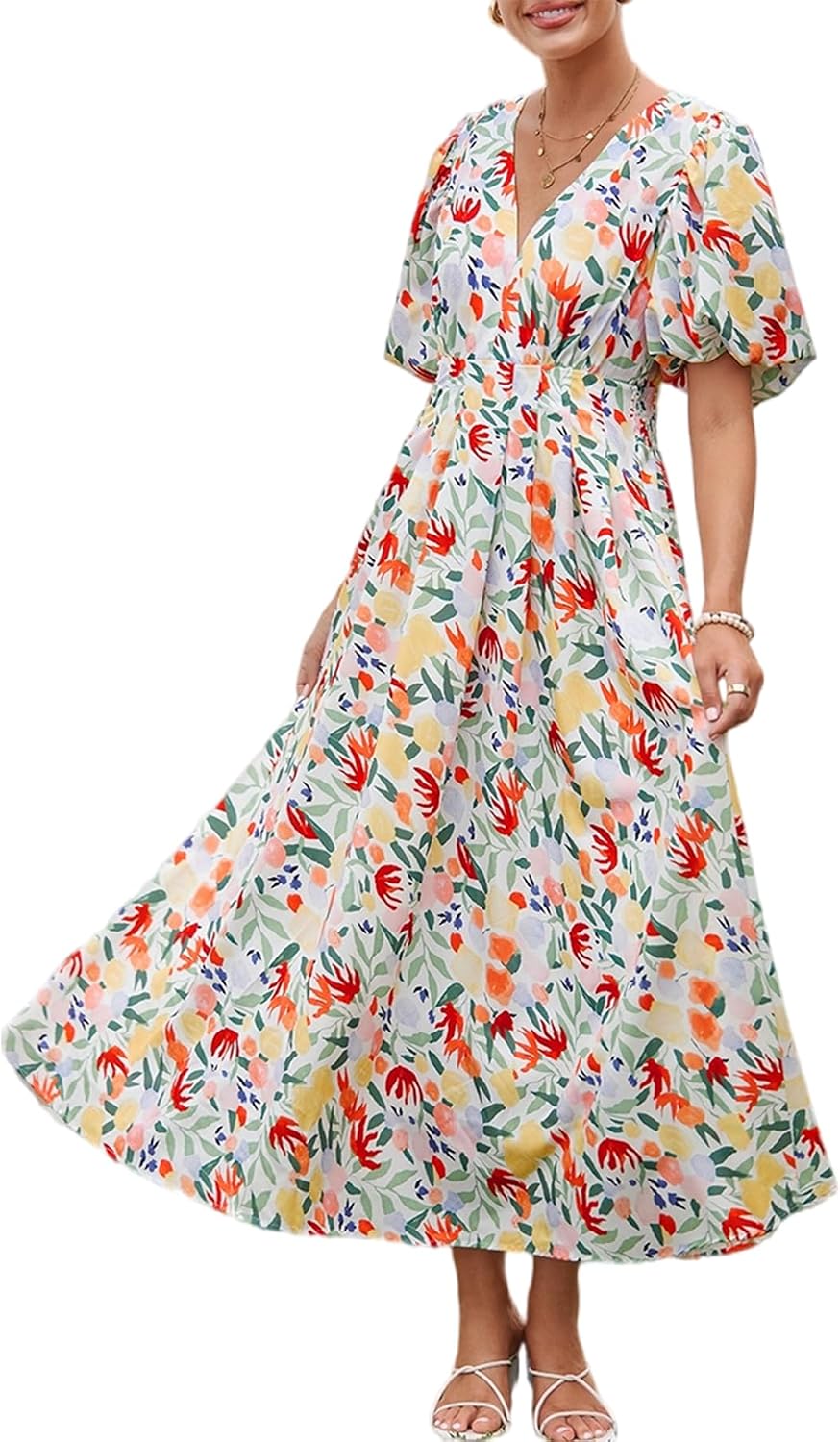 Women's Summer Floral Maxi Dress Spring Wedding Guest Dress 2026