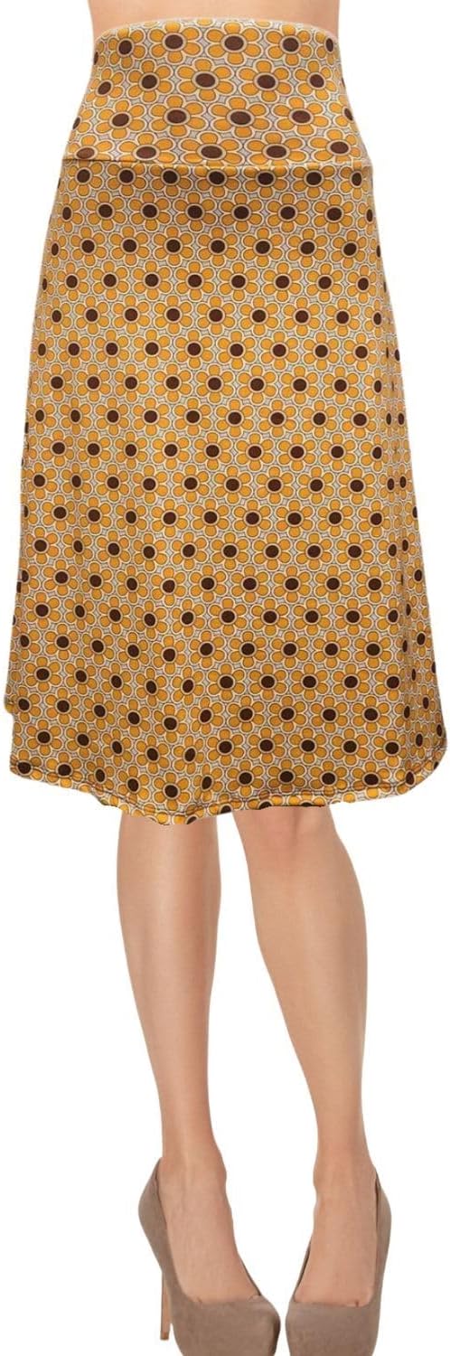 Women's A-Line Foldover Lightweight Flare Midi Pull On Closure Skirt