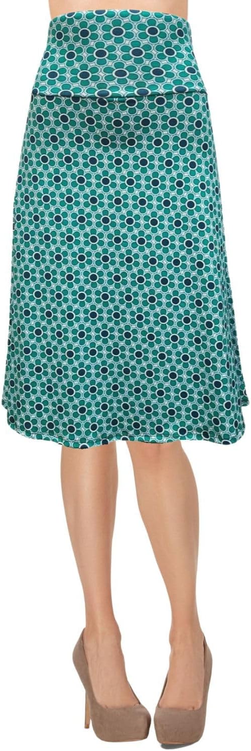 Women's A-Line Foldover Lightweight Flare Midi Pull On Closure Skirt