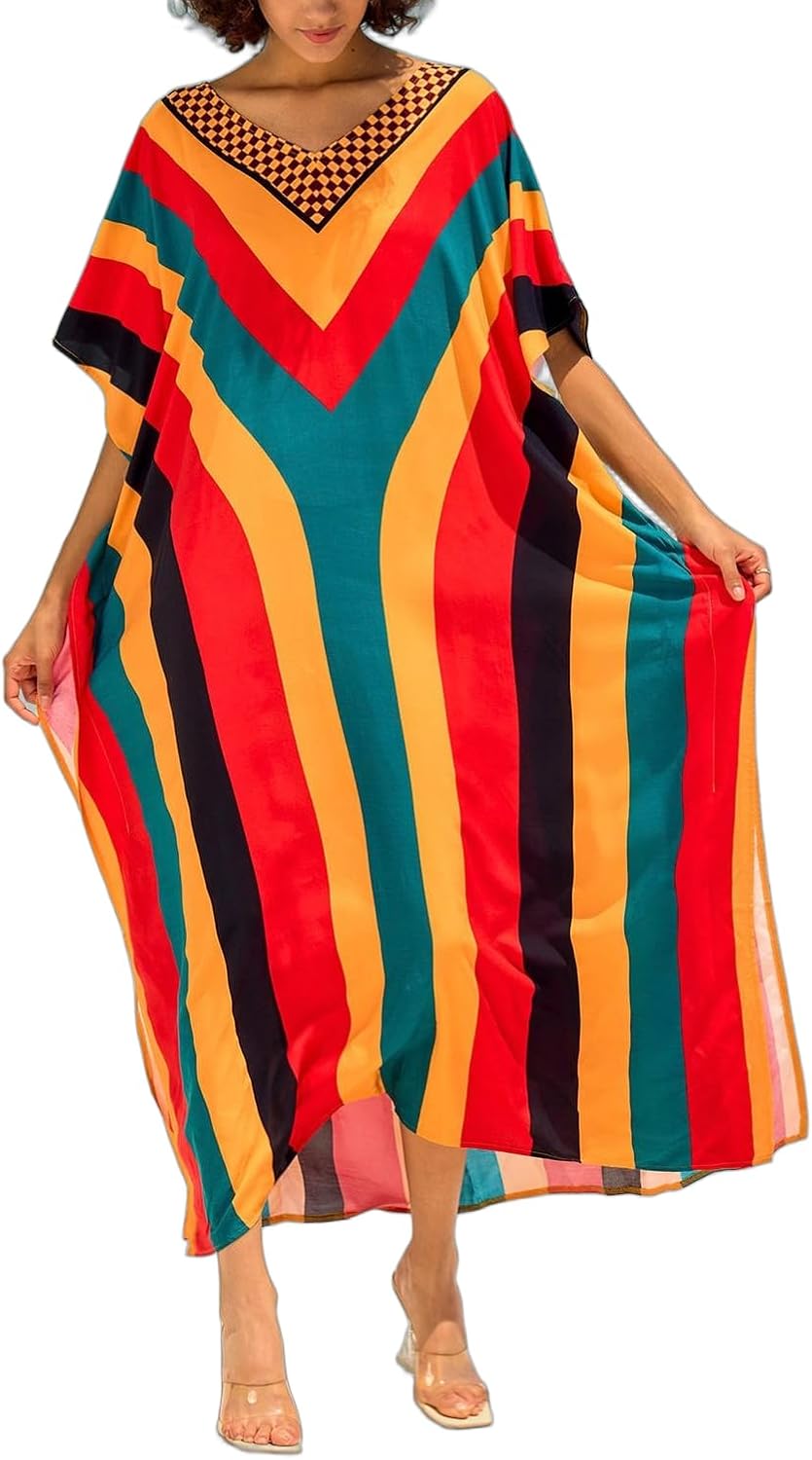 Women's Plus Size Beach Lounge Kaftan Maxi Dress swimsuit coverup for women