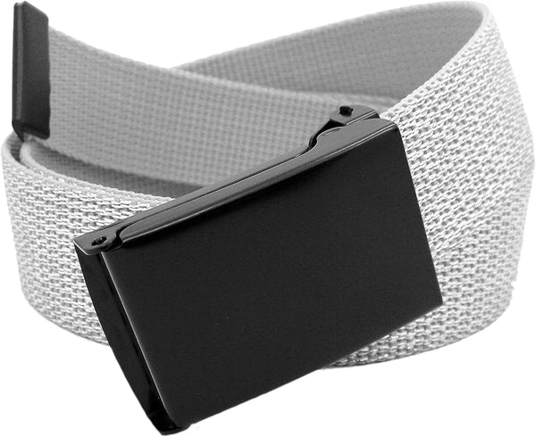 Women's 1.25" Wide Black Flip Top Military Belt Buckle With Canvas