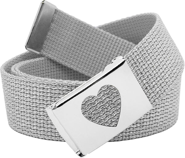 Women's 1.25" Wide Heart Silver Flip Top Belt