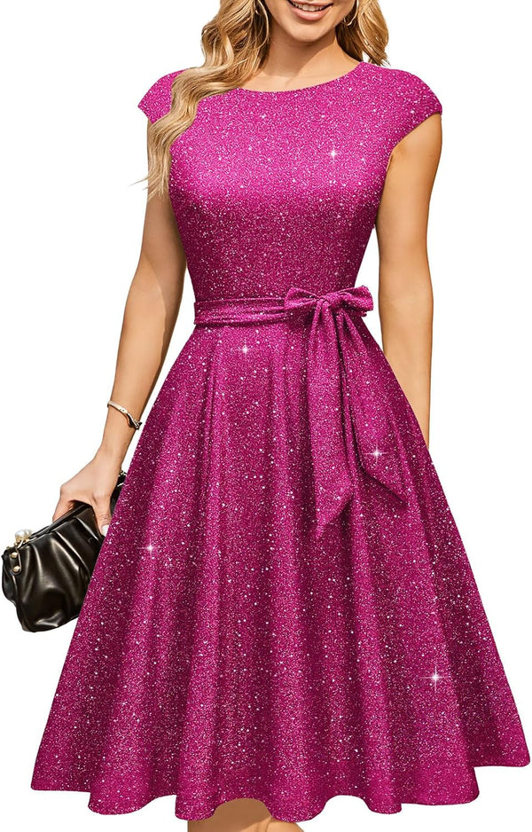 DRESSTELLS Women's Cocktail Dresses, Formal Wedding Guest Church Dress