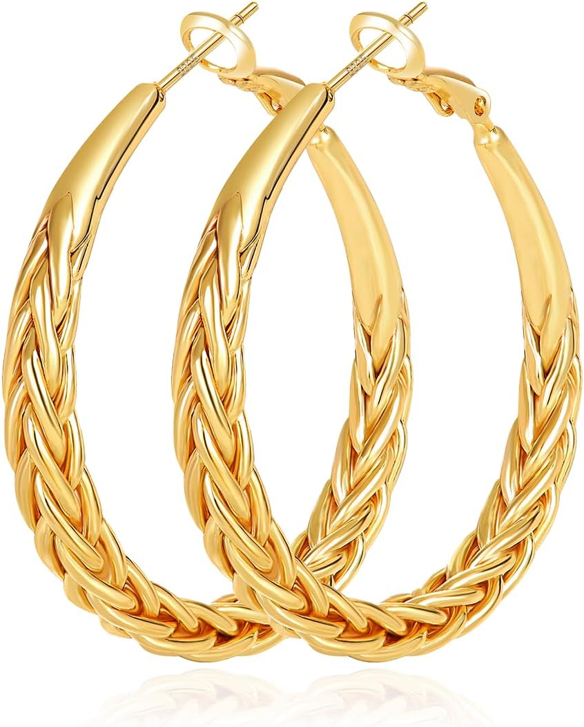 Sterling Silver Hoop Earrings Hypoallergenic Thick Silver Earrings