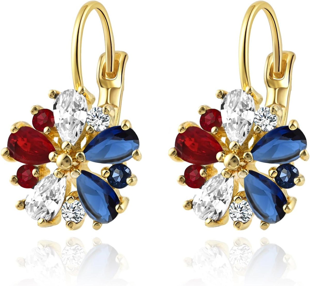 Vintage 14K Gold Plated Flower Birthstone Earrings