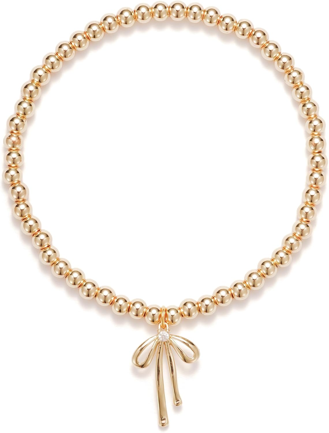 Beaded Bracelets for Women,Bow Charm Blue Flower Gold Plated Jewelry Women
