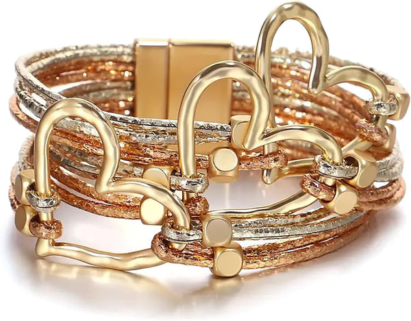 Fesciory Leather Wrap Bracelets for Women, Boho Western Layered Jewelry