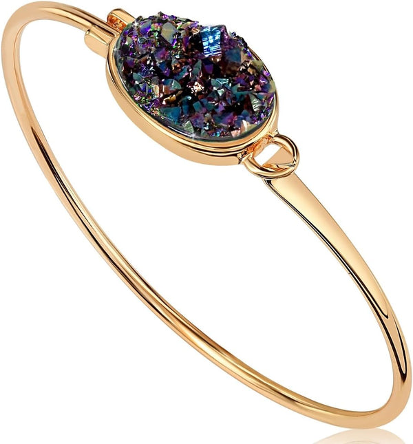 Simulated Druzy Cuff Bracelets for Women - Boho Stackable Bangle Bracelet