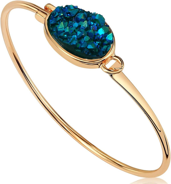 Simulated Druzy Cuff Bracelets for Women - Boho Stackable Bangle Bracelet