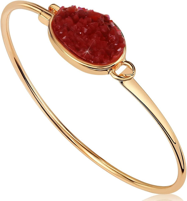 Simulated Druzy Cuff Bracelets for Women - Boho Stackable Bangle Bracelet