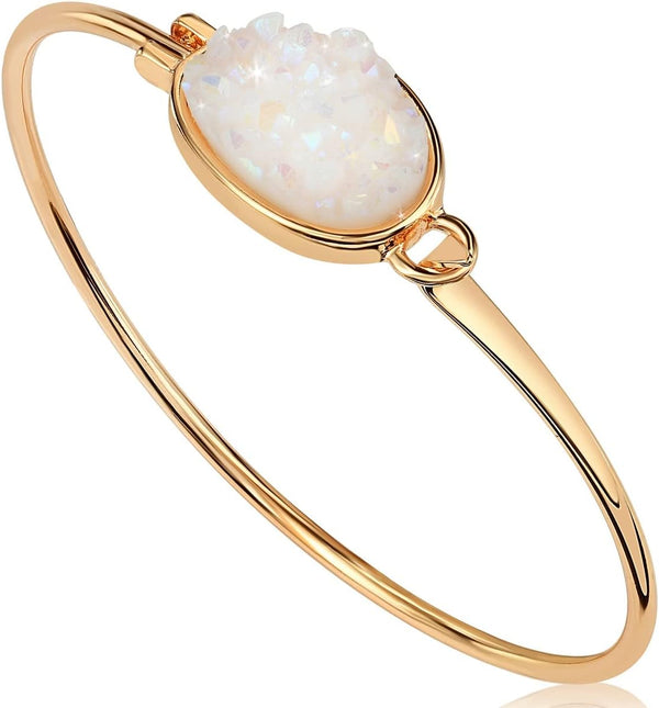 Simulated Druzy Cuff Bracelets for Women - Boho Stackable Bangle Bracelet