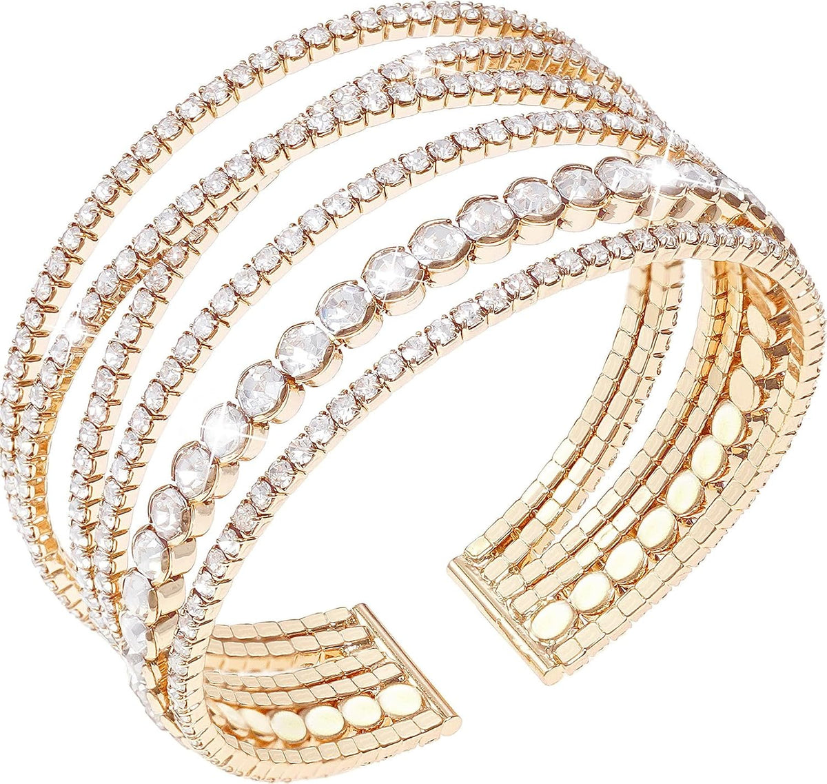 Suyi Rhinestone Bracelet Multilayer Gold Cuff Bracelet for Women Crystal Braidal Bracelets