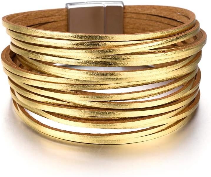 Fesciory Leather Wrap Bracelets for Women, Boho Western Layered Jewelry
