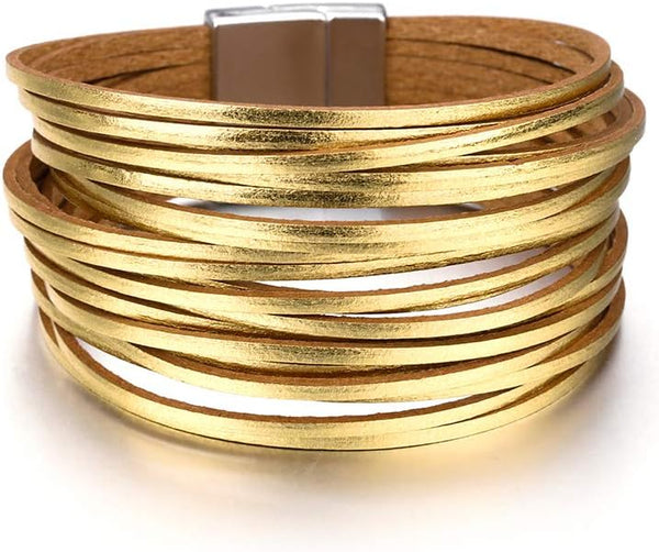Fesciory Leather Wrap Bracelets for Women, Boho Western Layered Jewelry