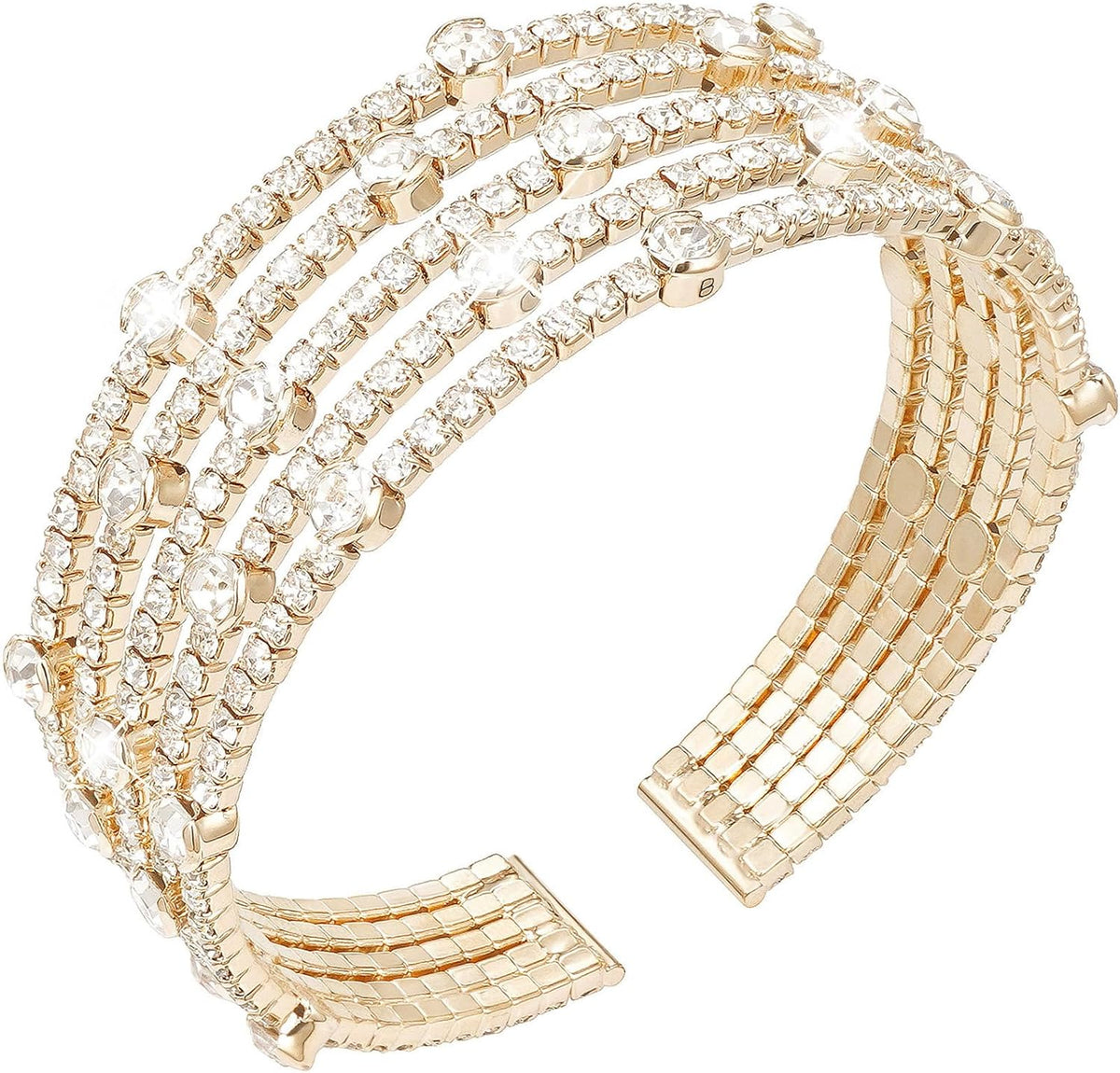 Suyi Rhinestone Bracelet Multilayer Gold Cuff Bracelet for Women Crystal Braidal Bracelets