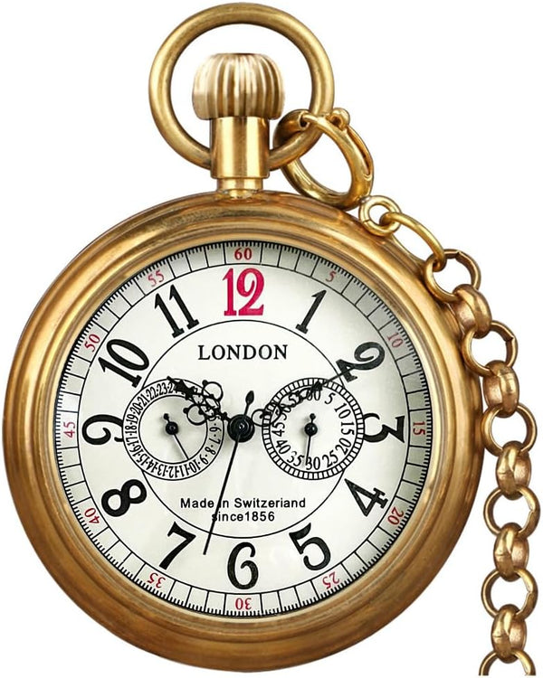 Classic Mechanical Pocket Watch with Chain