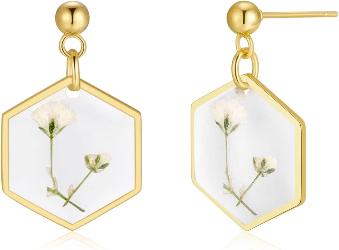 Forget-Me-Not Pressed Flower Earrings | Handmade Drop and Dangle Earrings | Pressed Flower Jewelry | Thanksgiving Christmas birthdays | Gift for Woman