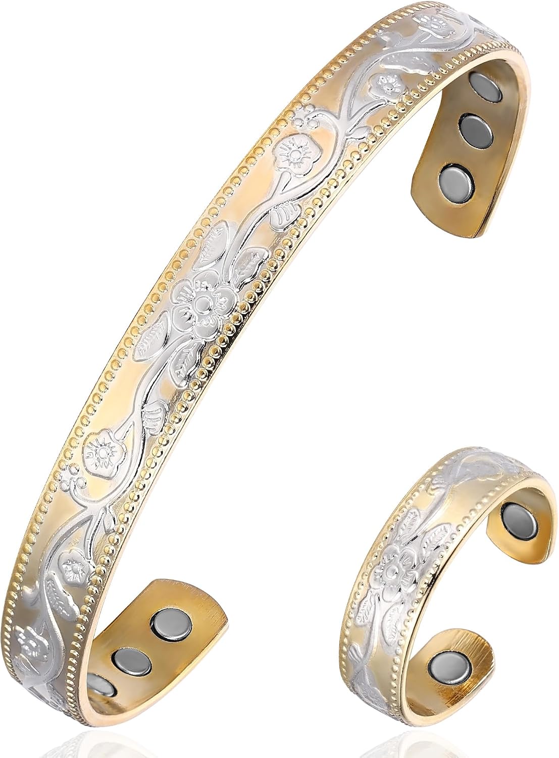 Copper Magnetic Bracelet Set for Women Men, Pure Copper Jewelry Gift