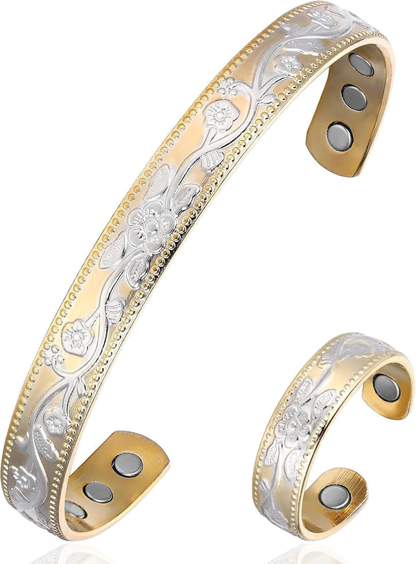 Copper Magnetic Bracelet Set for Women Men, Pure Copper Jewelry Gift